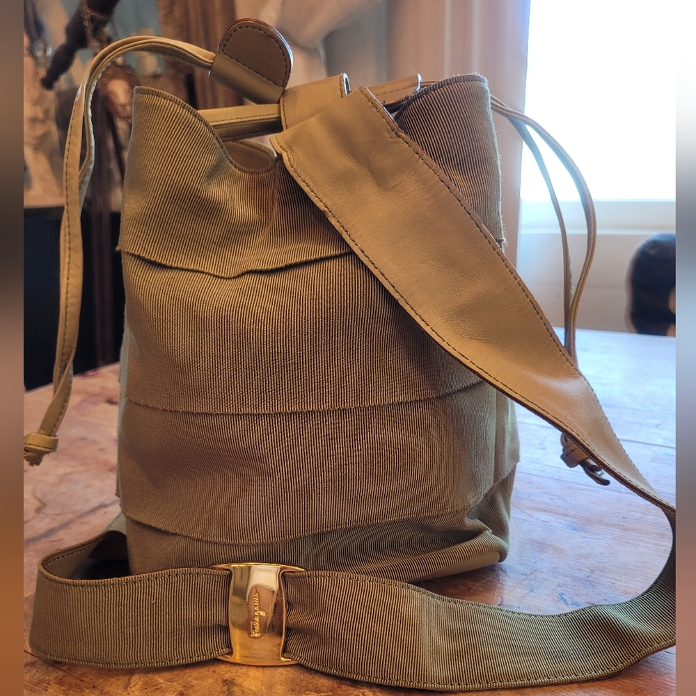 Salvatore Ferragamo Olive Green Backpack